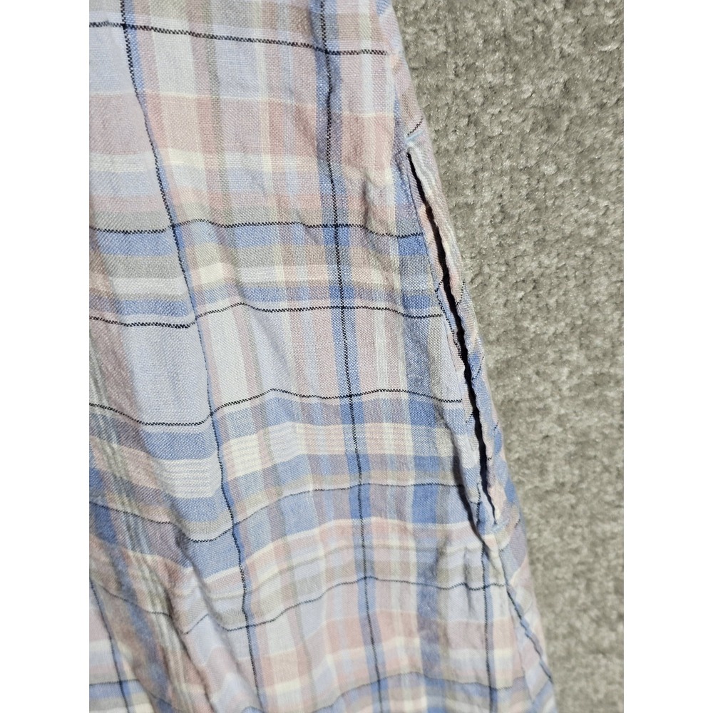 J. Jill Blue and Pink Plaid 100% Linen Maxi Dress - Picture 7 of 9
